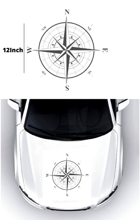 Car Bonnet Compass Sticker | Compass Sticker For Car